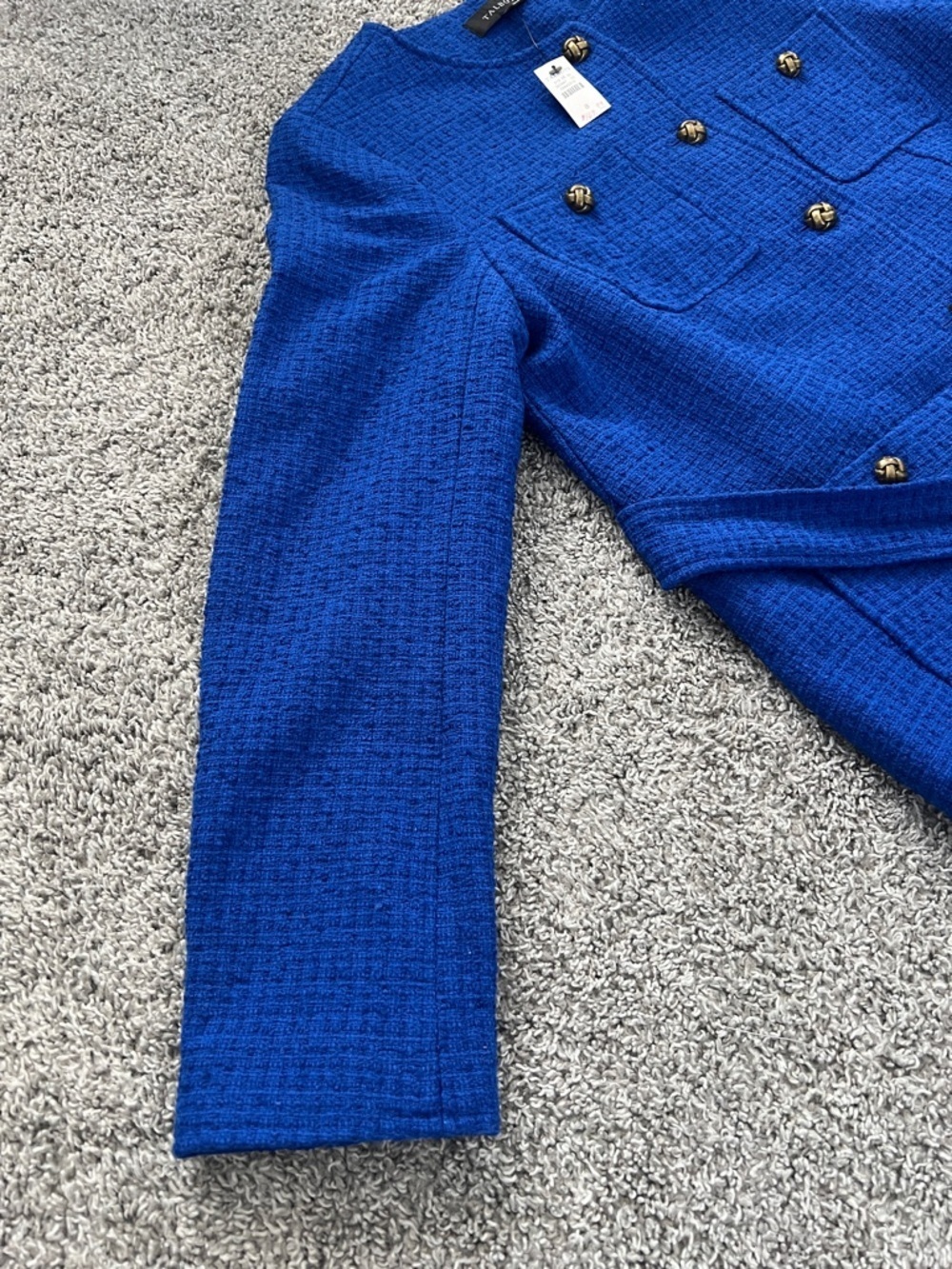 NWT Talbot’s Women’s Cobalt Blue Tweed Tie-Waist Jacket Blazer - Size 8 - Picture 4 of 16